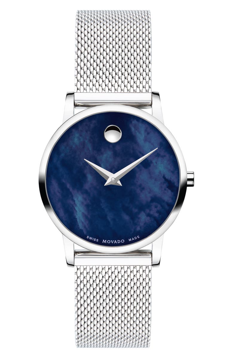 Movado Museum Mesh Strap Watch, 28mm, Main, color, 