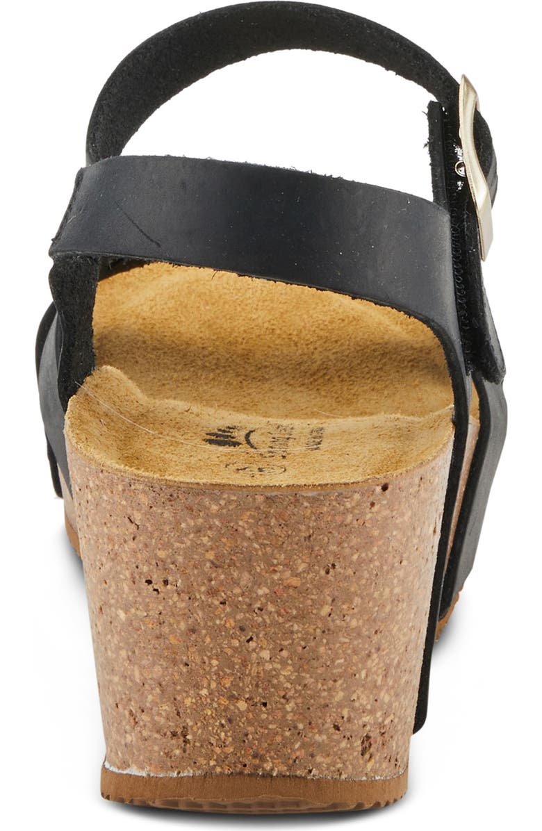 Spring Step Burton Ankle Strap Platform Wedge Sandal, Alternate, color, Black