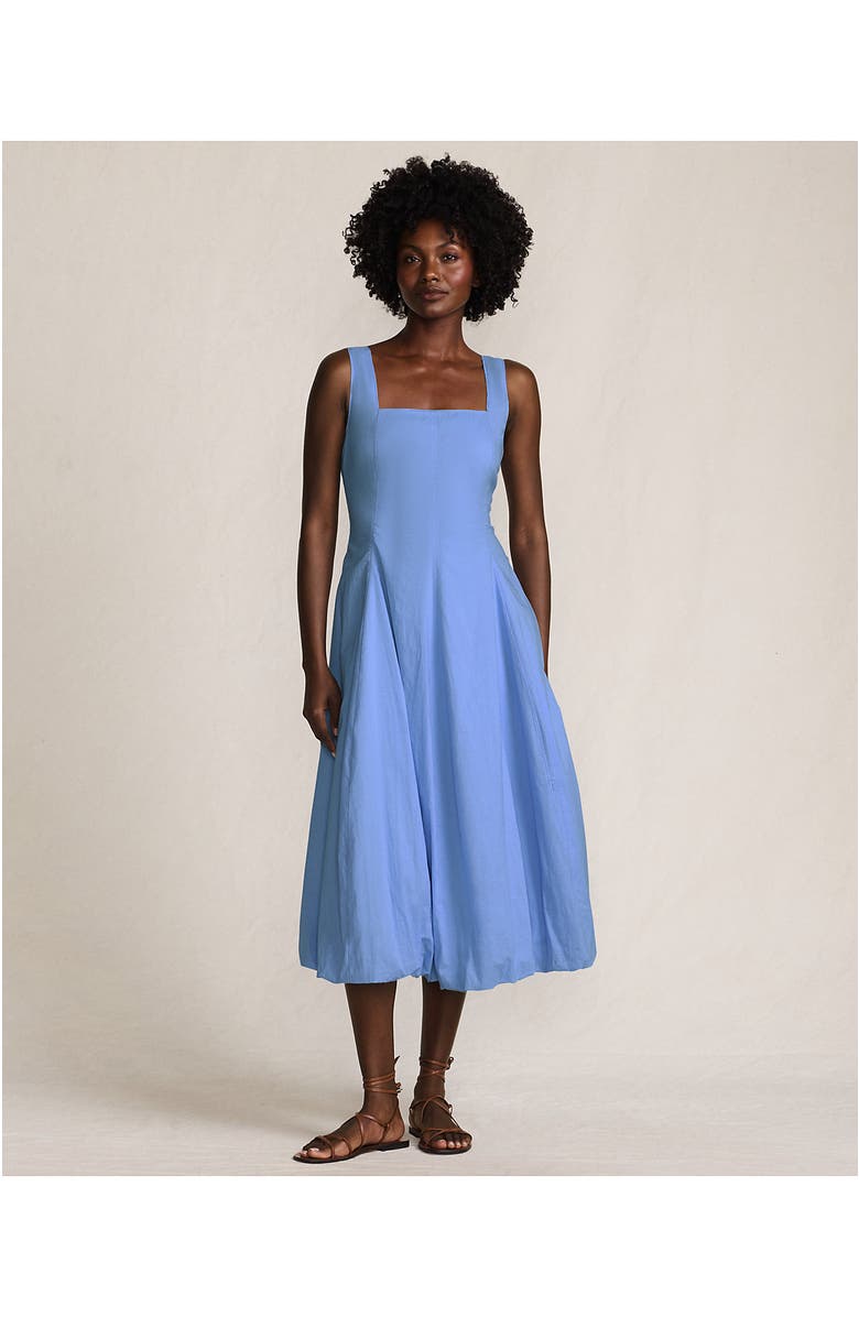 Lands' End Sleeveless Cambric Bubble Hem Midi Dress, Alternate, color, Clear Blue Sky
