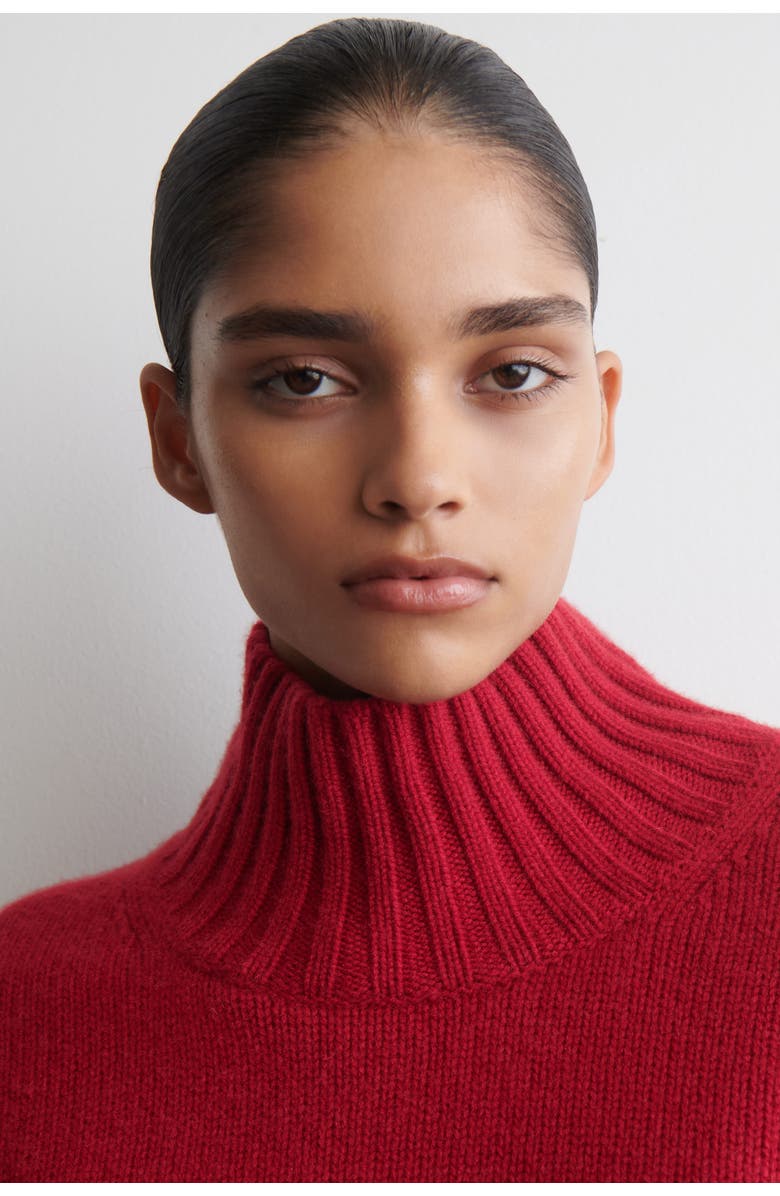 COS Cashmere Funnel-neck Jumper, Alternate, color, Red