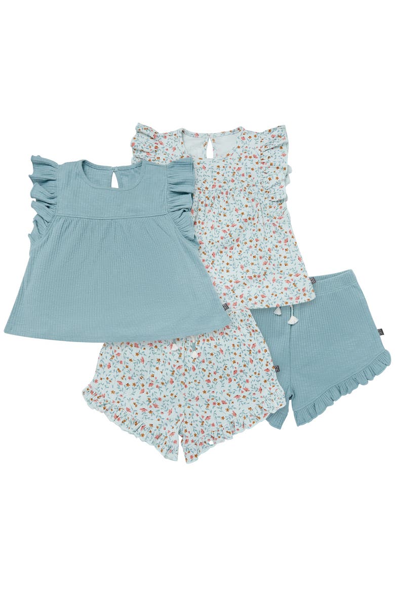 Flutter Sleeve Tops and Shorts Set, Main, color, Sky Vine Floral