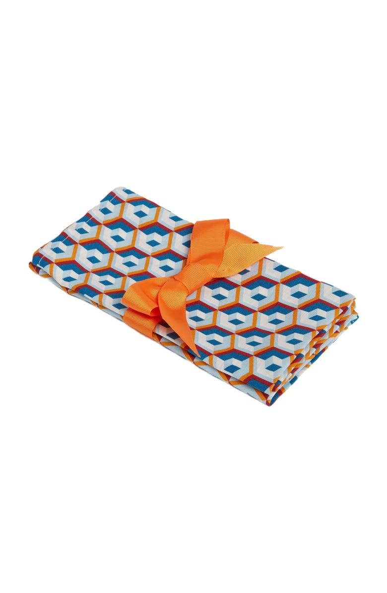 La DoubleJ Large Napkins Set Of 2 (45X45) Cubo Giallo/Fuxsia Blue, Main, color, Cubo Giallo/Fuxsia Blue