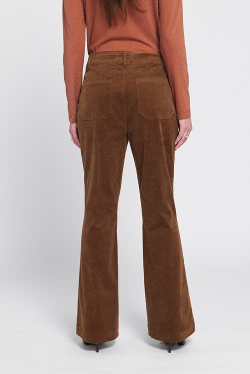 Elle Collection Wide Leg Corduroy Jean Pants In Brown