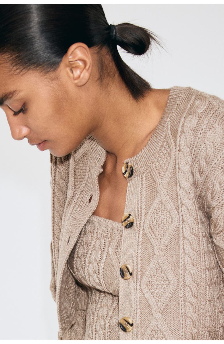 H&M Cable-knit Cardigan, Alternate, color, Taupe