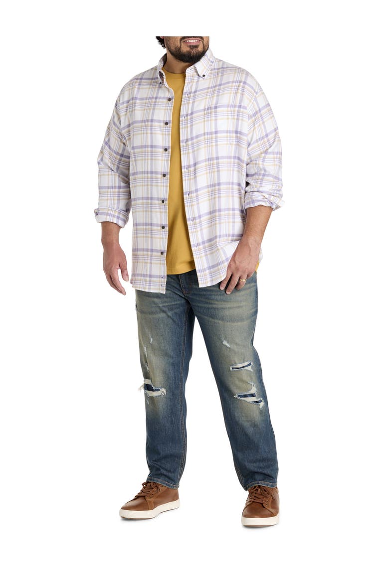 Big & Tall Plaid Flannel Sport Shirt V2, Alternate, color, WHITE PURPLE
