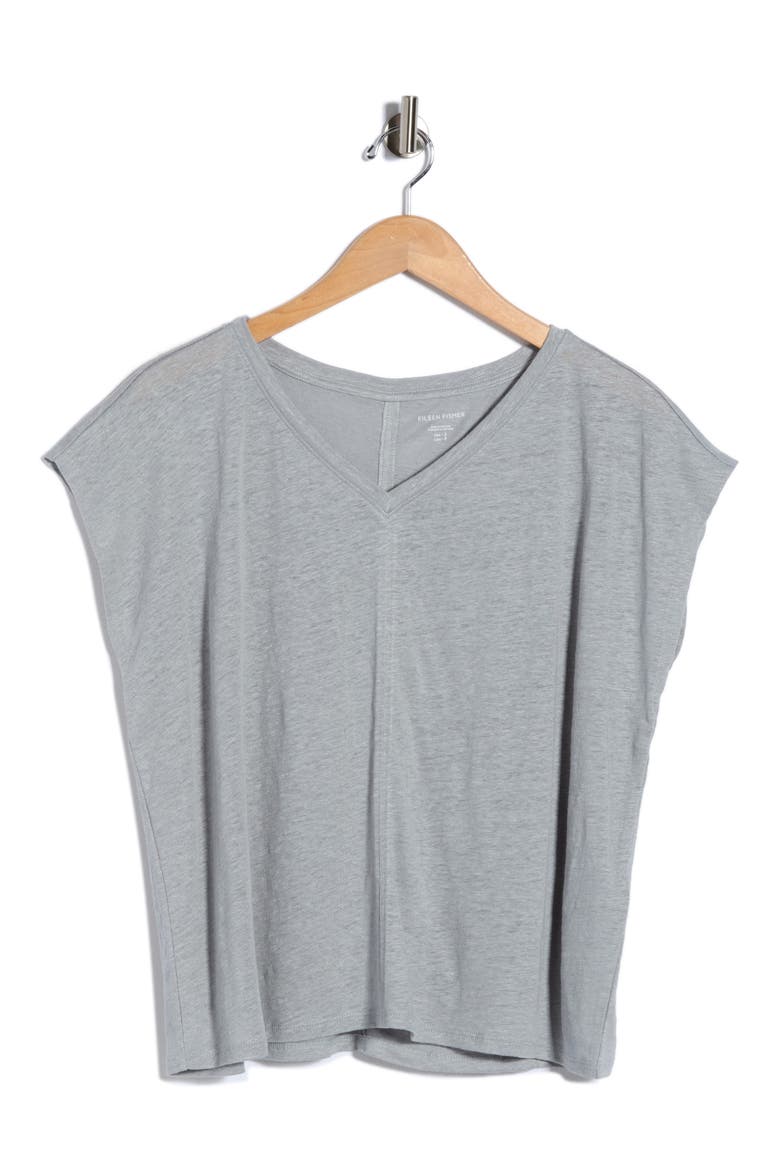 V-Neck Organic Linen T-Shirt, Alternate, color, GEYSR