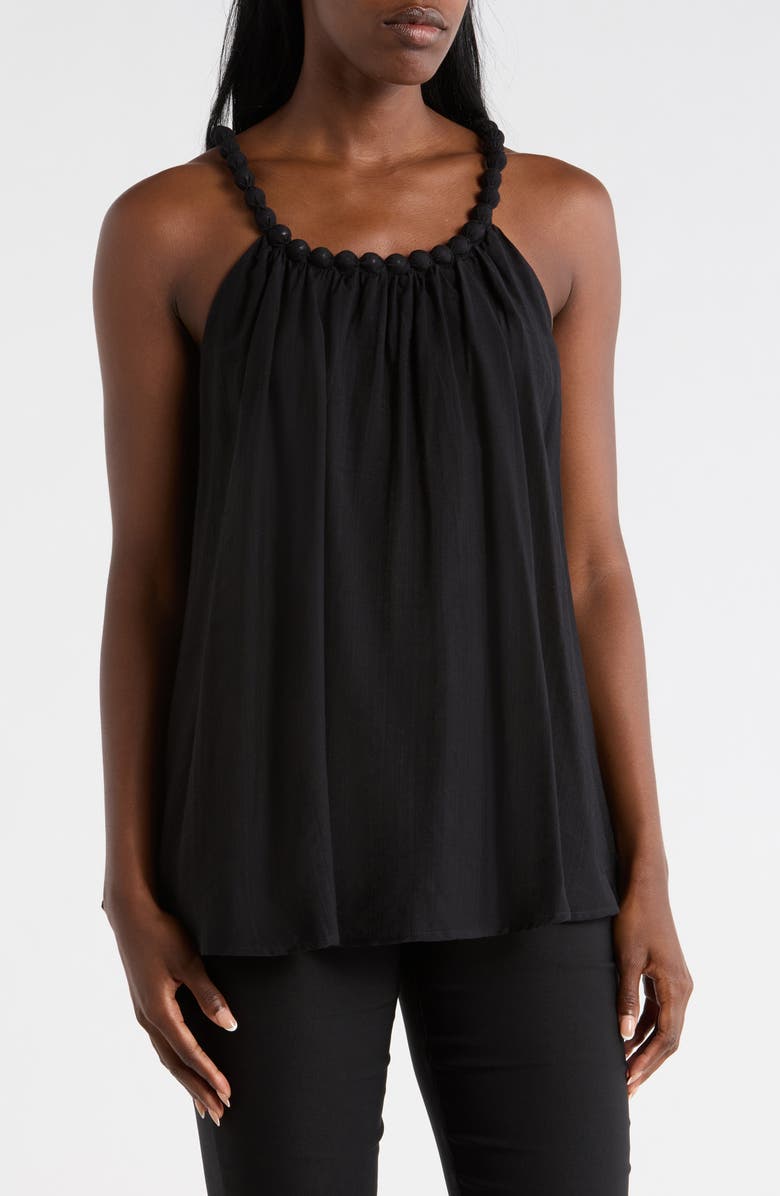 PATRIZIA LUCA Beaded Balloon Top, Main, color, Black
