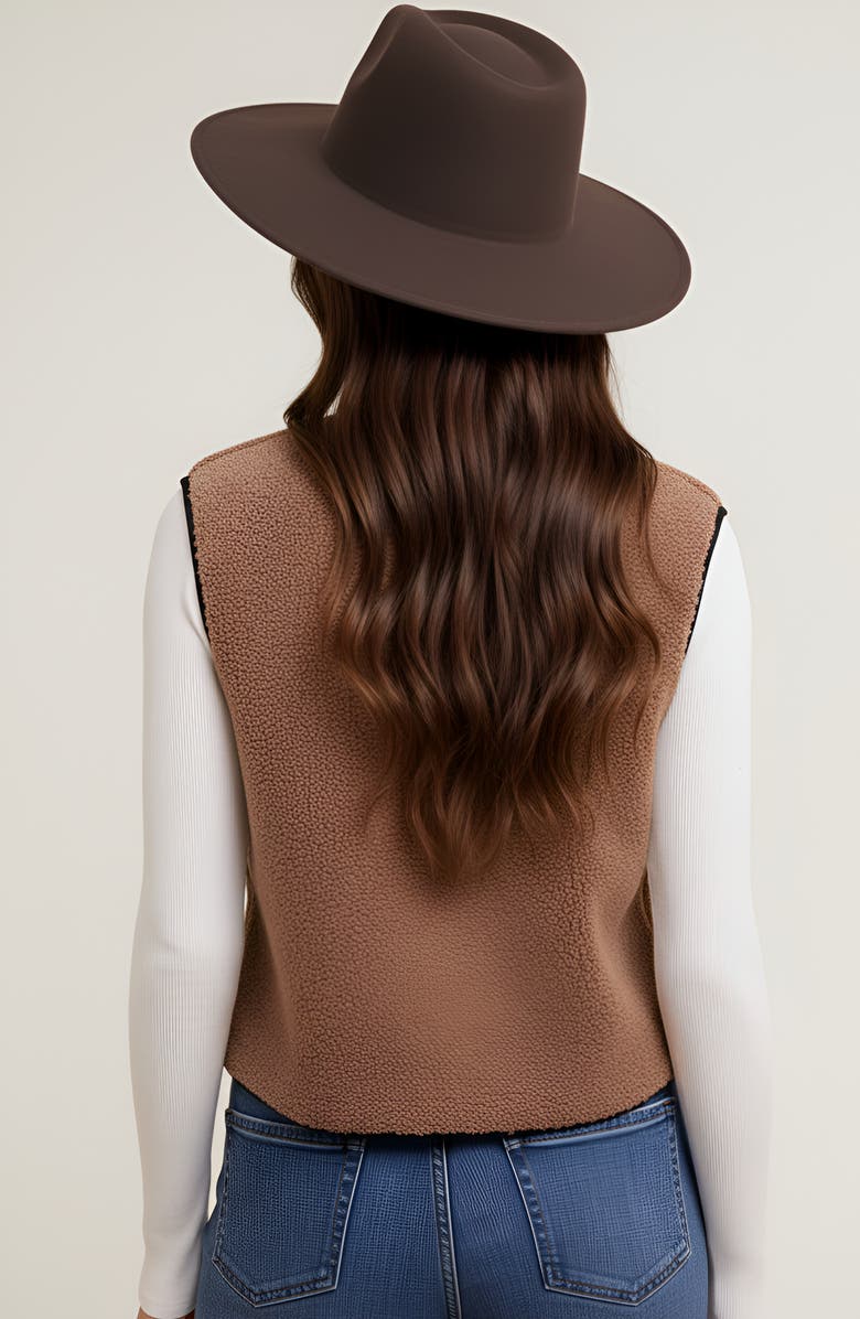 Modenaire Faux Shearling Contrast-Trim Tie-Front Vest, Alternate, color, Faux Shearling