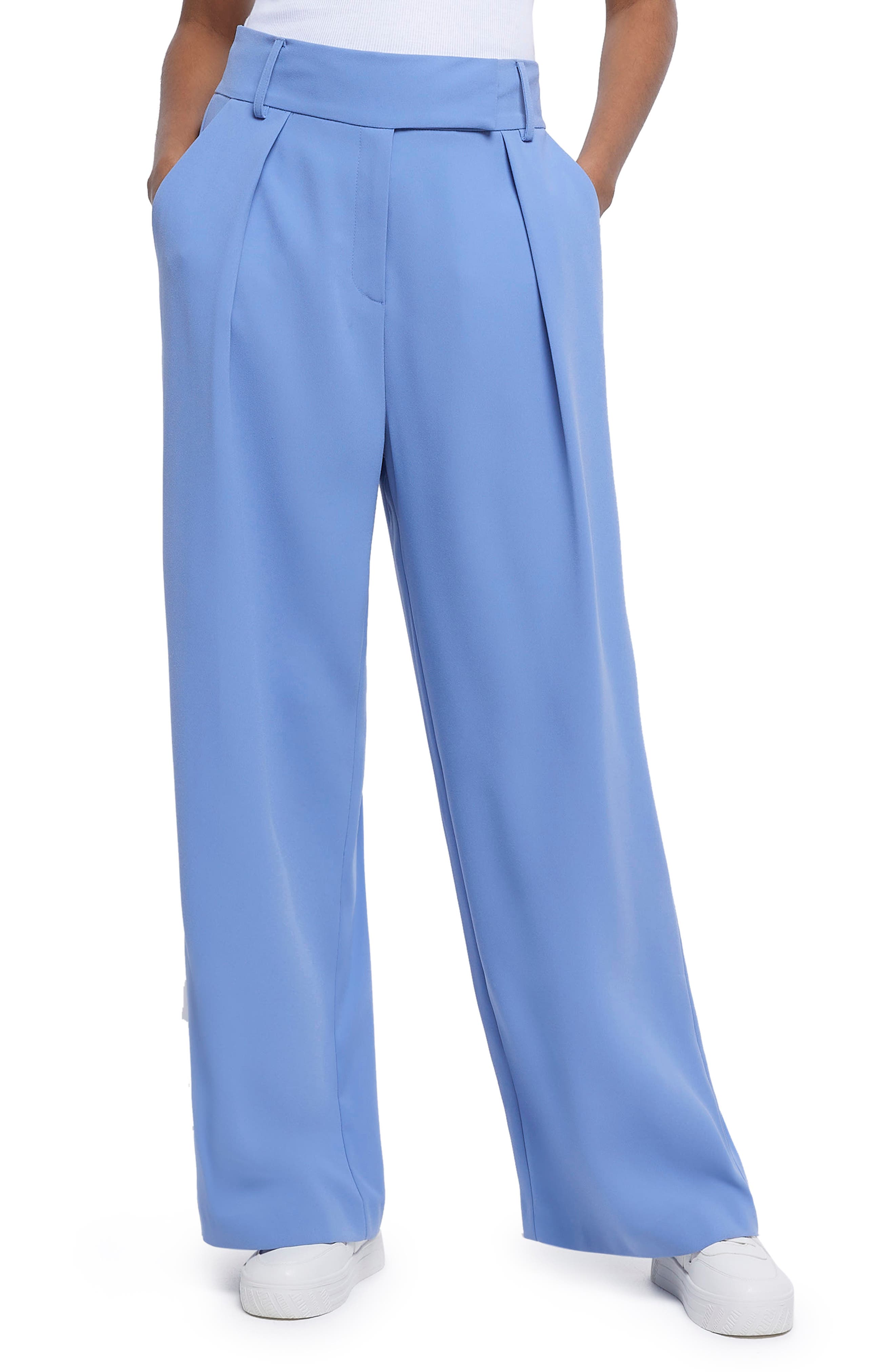 Pleat Front Wide Leg Trousers