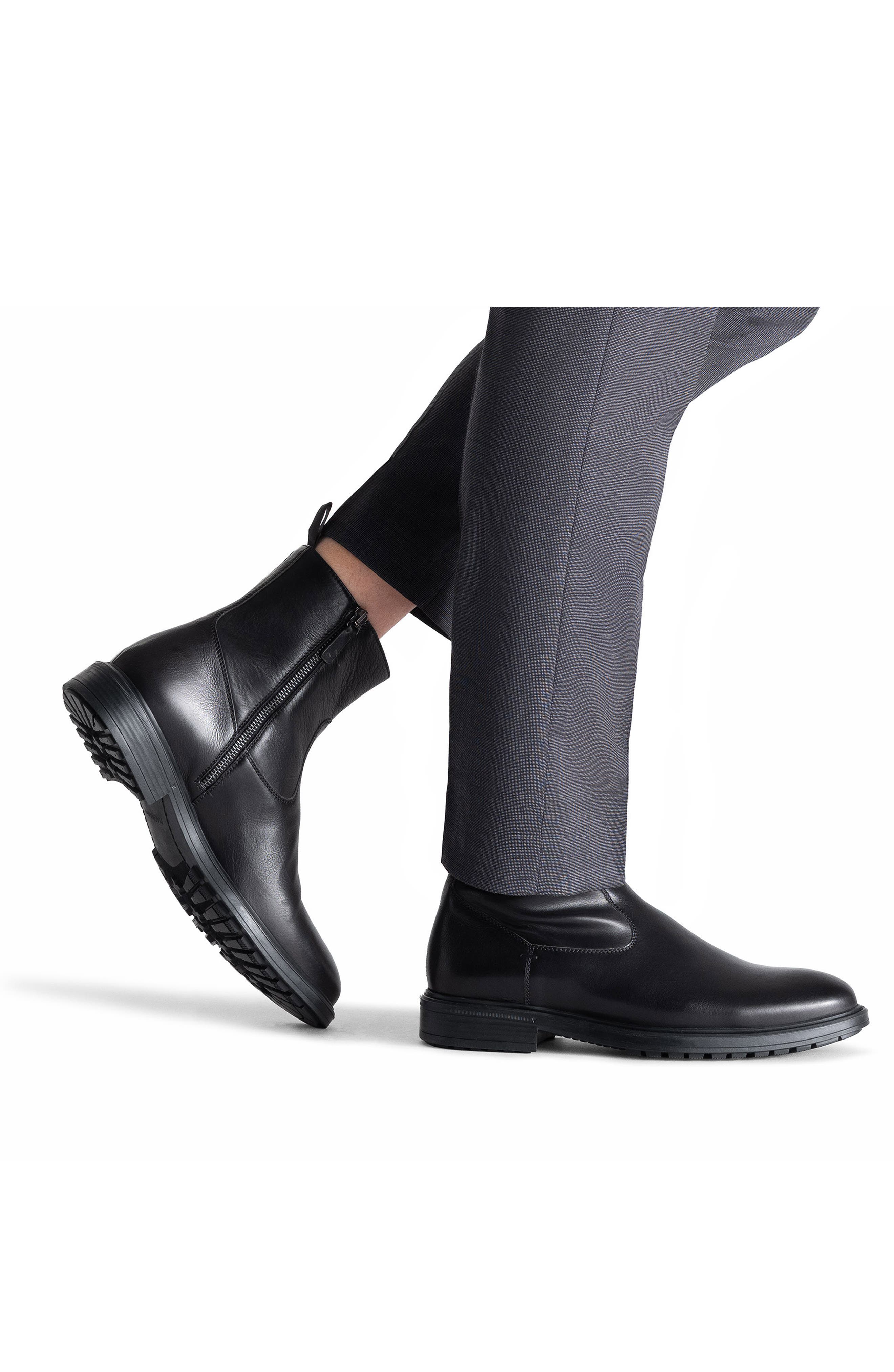Atlas Leather Zip Boot, Alternate, color, BLACK DISTRESS