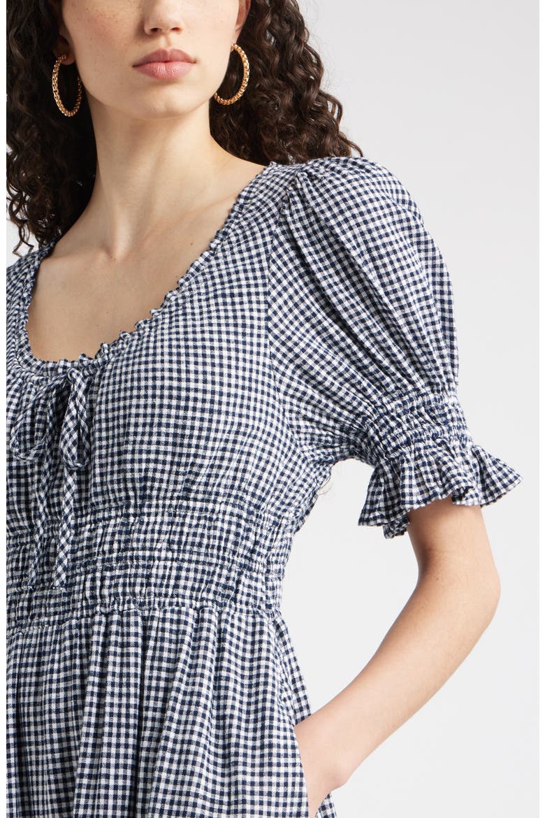 Gingham Smocked Waist Maxi Dress, Alternate, color, NAVY-WHITE MINI GINGHAM
