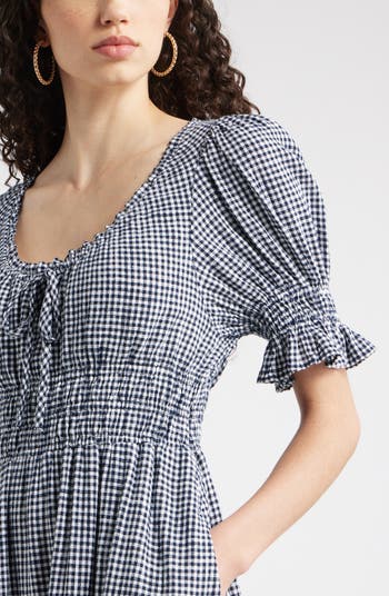 Gingham Smocked Waist Maxi Dress
