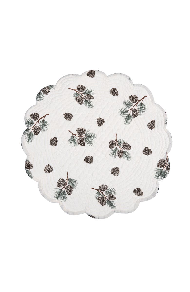 C&F Home Greenstone Pines Round Scalloped Placemats Set of 6 Black Bear Moose, 17", Alternate, color, Green