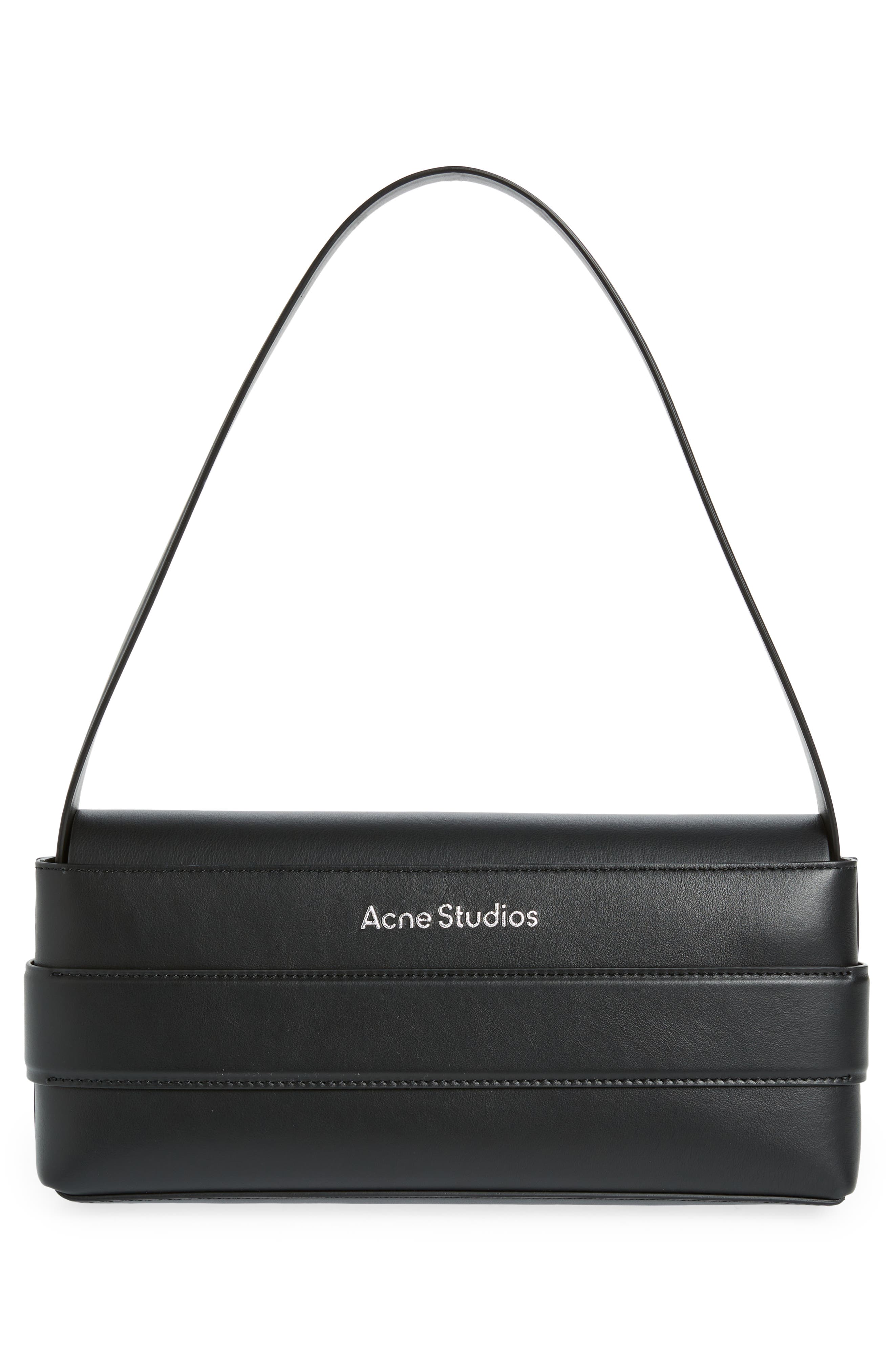 Acne Studios Musubi Elongated Bow Detail Leather Crossbody Bag, Alternate, color, 