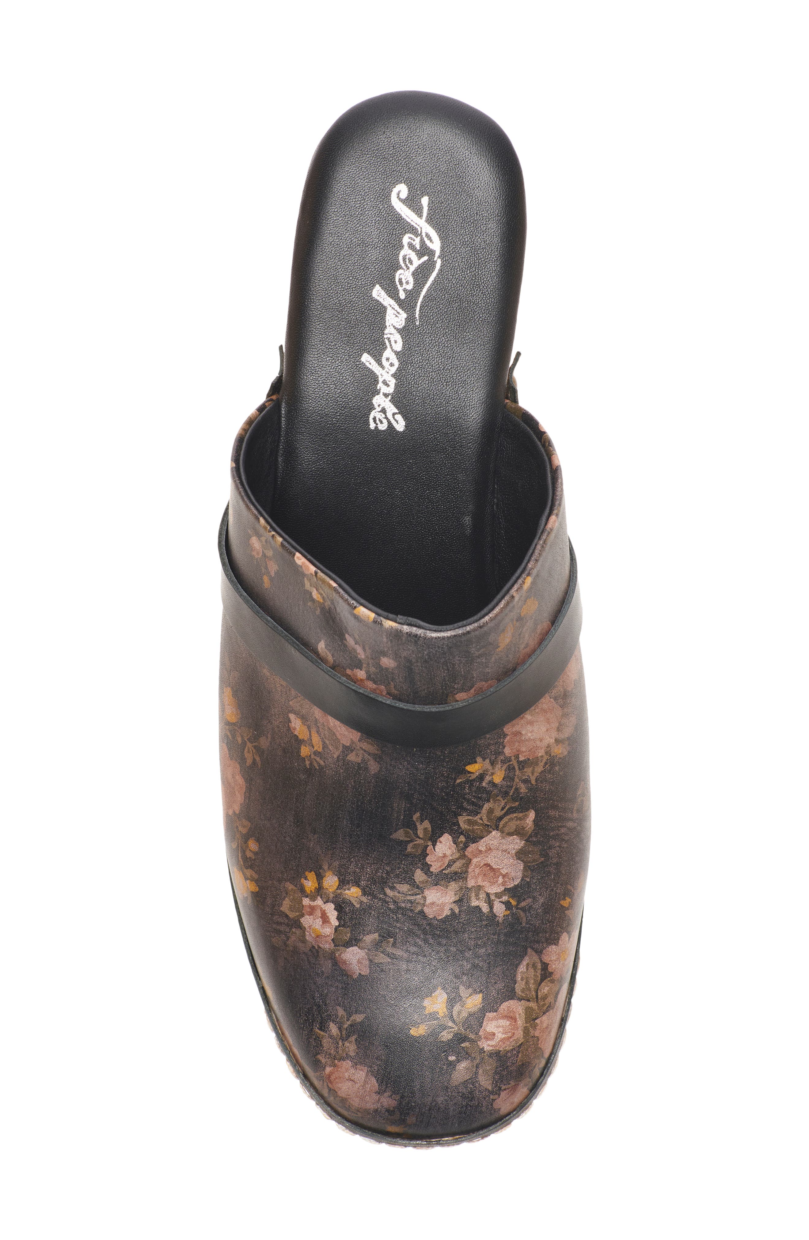 Free People Calabasas Clog, Alternate, color, Black Floral Leather