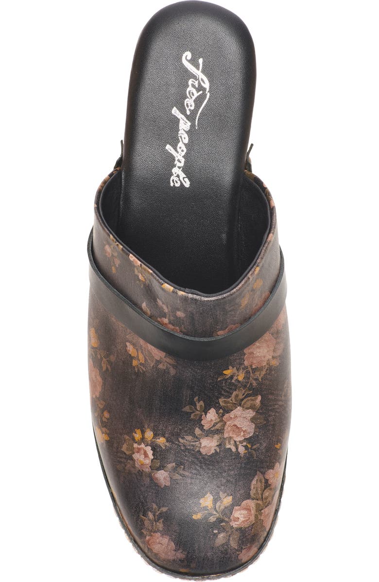 Free People Calabasas Clog, Alternate, color, Black Floral Leather