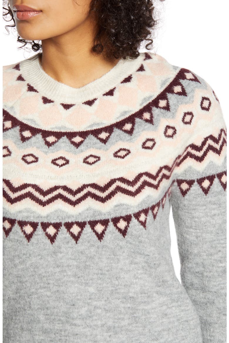x Atlantic-Pacific Fair Isle Sweater (Nordstrom Exclusive), Alternate, color, GREY- PINK FAIRISLE