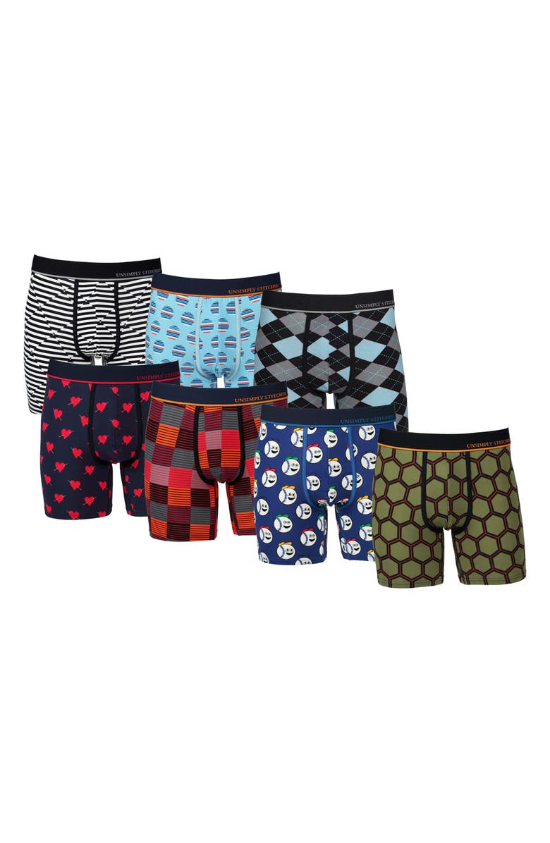 UNSIMPLY STITCHED 7-Pack Assorted Stretch Cotton Boxer Briefs, Main, color, 