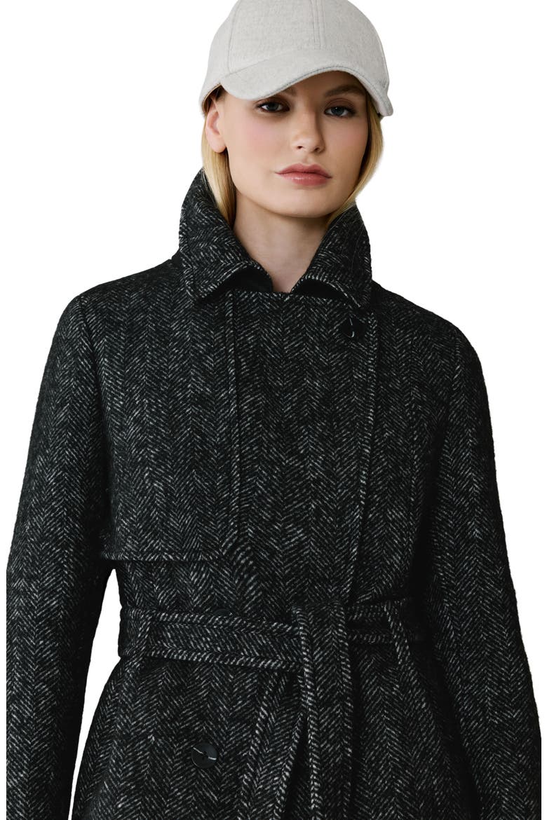 Fabianne Belted Wool Blend Coat, Alternate, color, BLACK