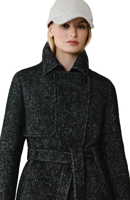 Soia & Kyo Fabianne Belted Wool Blend Coat In Black