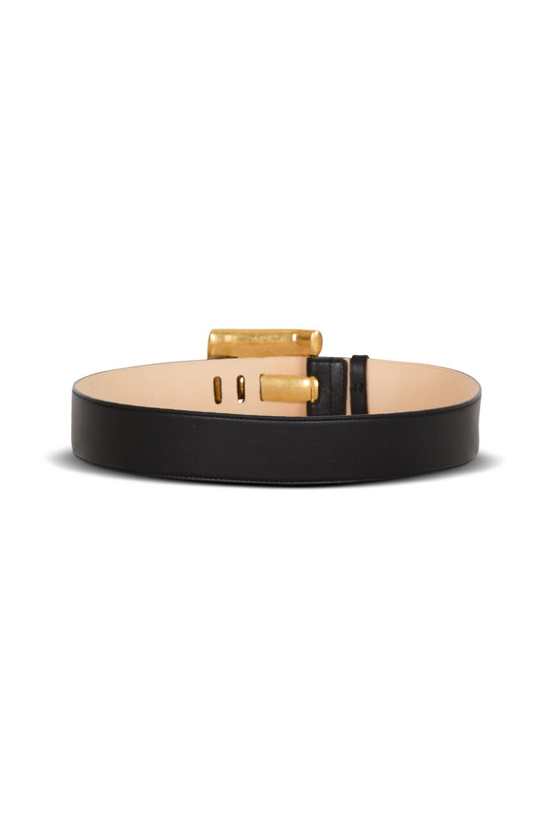 Large Anthem calfskin leather belt, Alternate, color, black