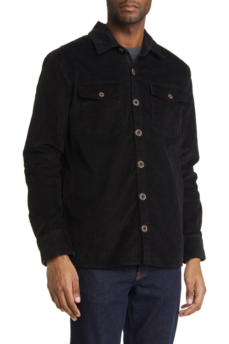 Brushed Corduroy Overshirt, Alternate, color, BLACK