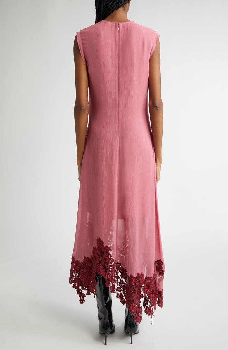 Acne Studios Dawella Lace Trim Crepe Midi Dress, Alternate, color, 