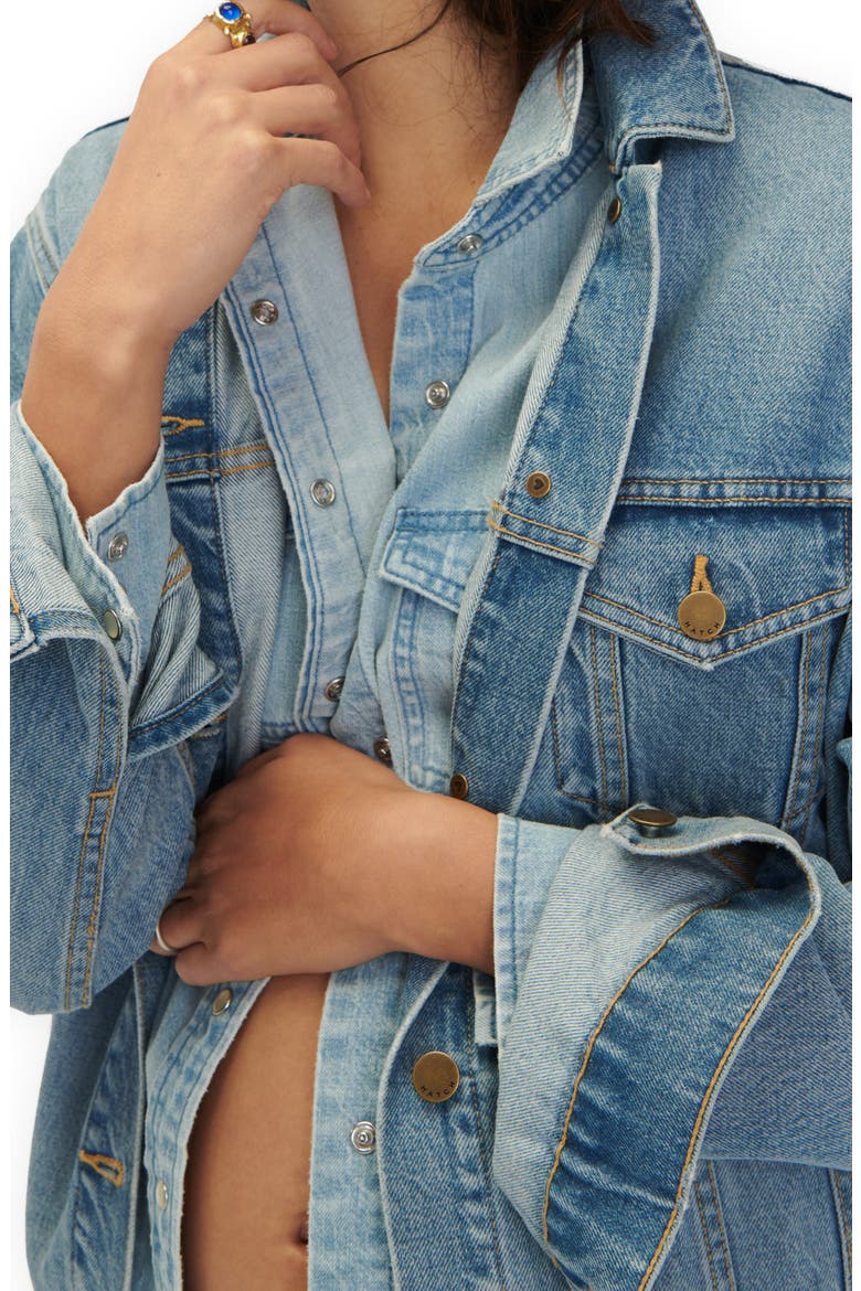 The Classic Maternity Jean Jacket, Alternate, color, LIGHT WASH