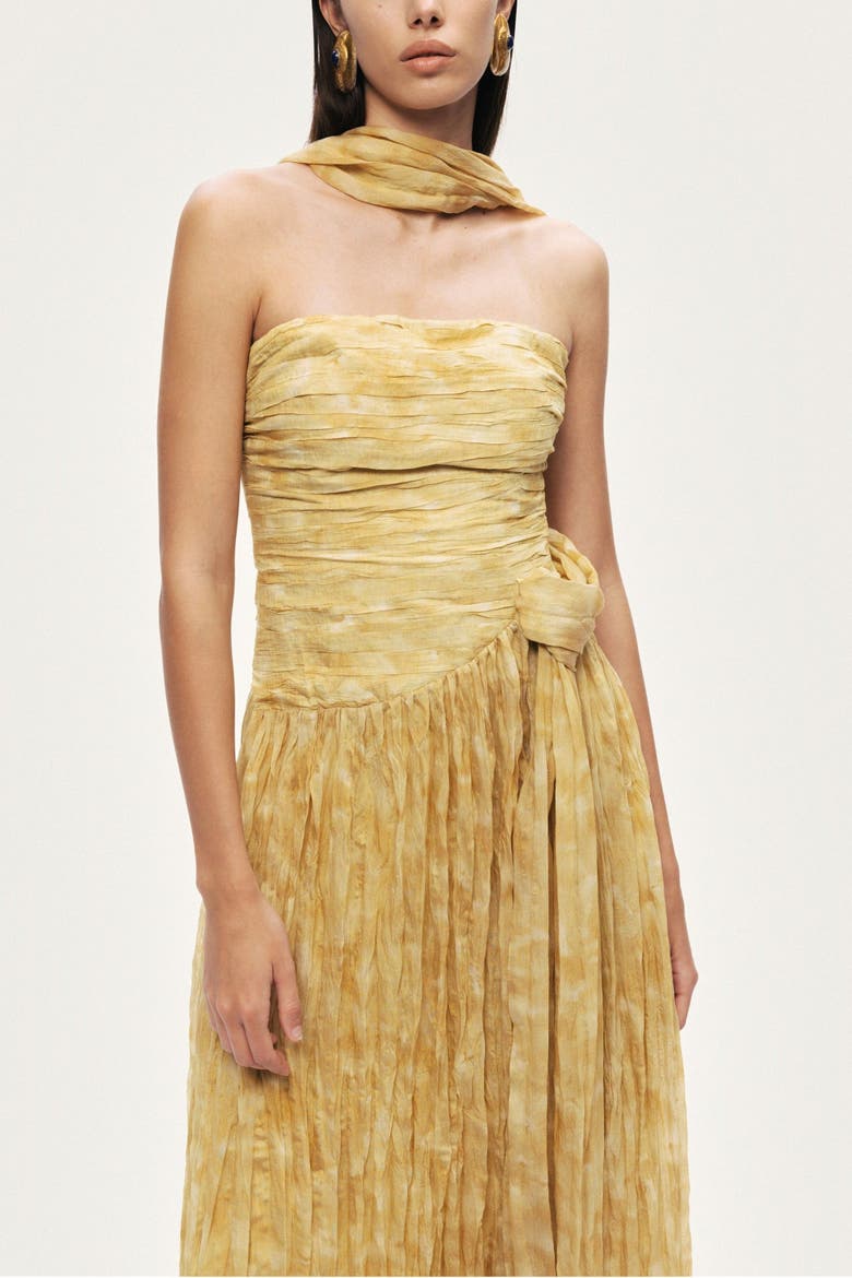 Strapless Midi Dress, Alternate, color, Yellow