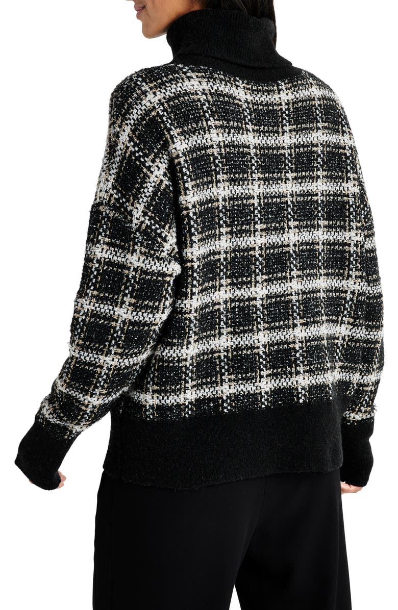 Splendid Ginny Plaid Turtleneck Sweater, Alternate, color, Black Plaid