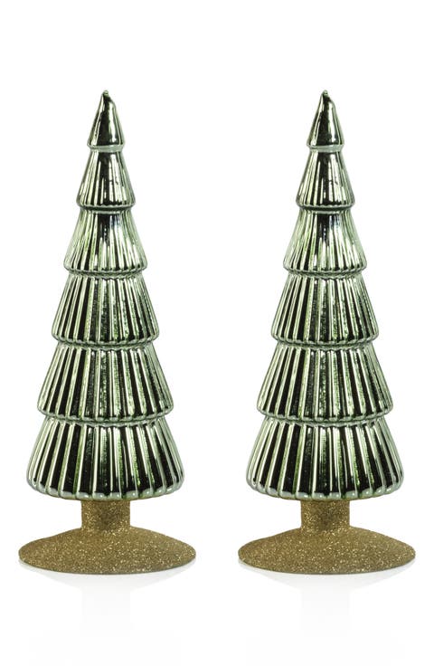 Set of 2 Dembe Glass Tree Figurines