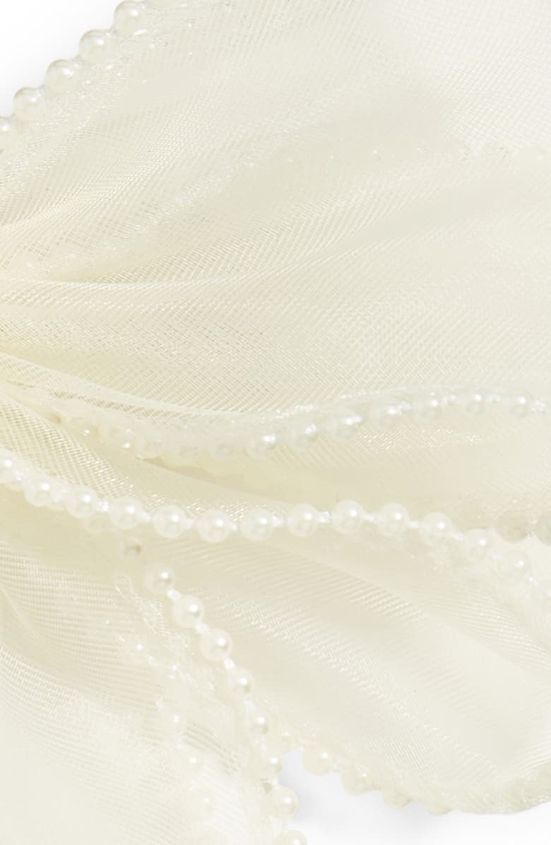 BP. Faux Pearl Trim Chiffon Bow Barrette, Alternate, color, Ivory