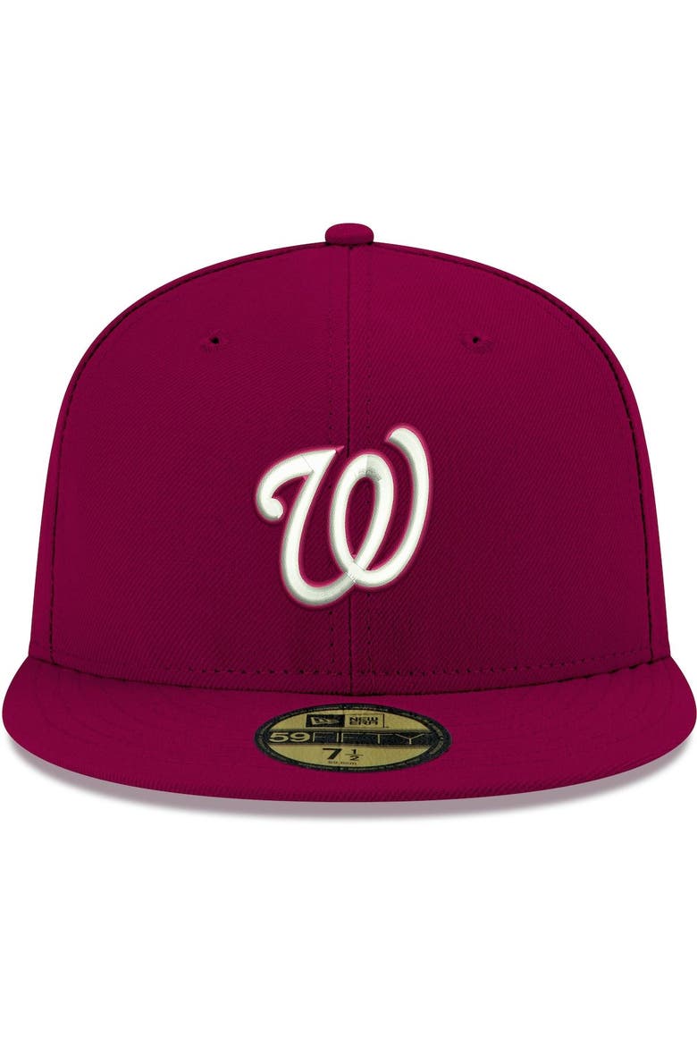 Men's New Era Cardinal Washington Nationals White Logo 59FIFTY Fitted Hat, Alternate, color, Cardinal