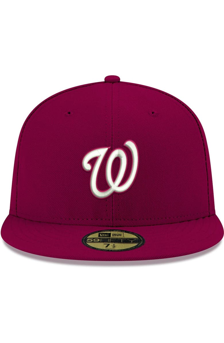 New Era Men's New Era Cardinal Washington Nationals White Logo 59FIFTY Fitted Hat, Alternate, color, Cardinal