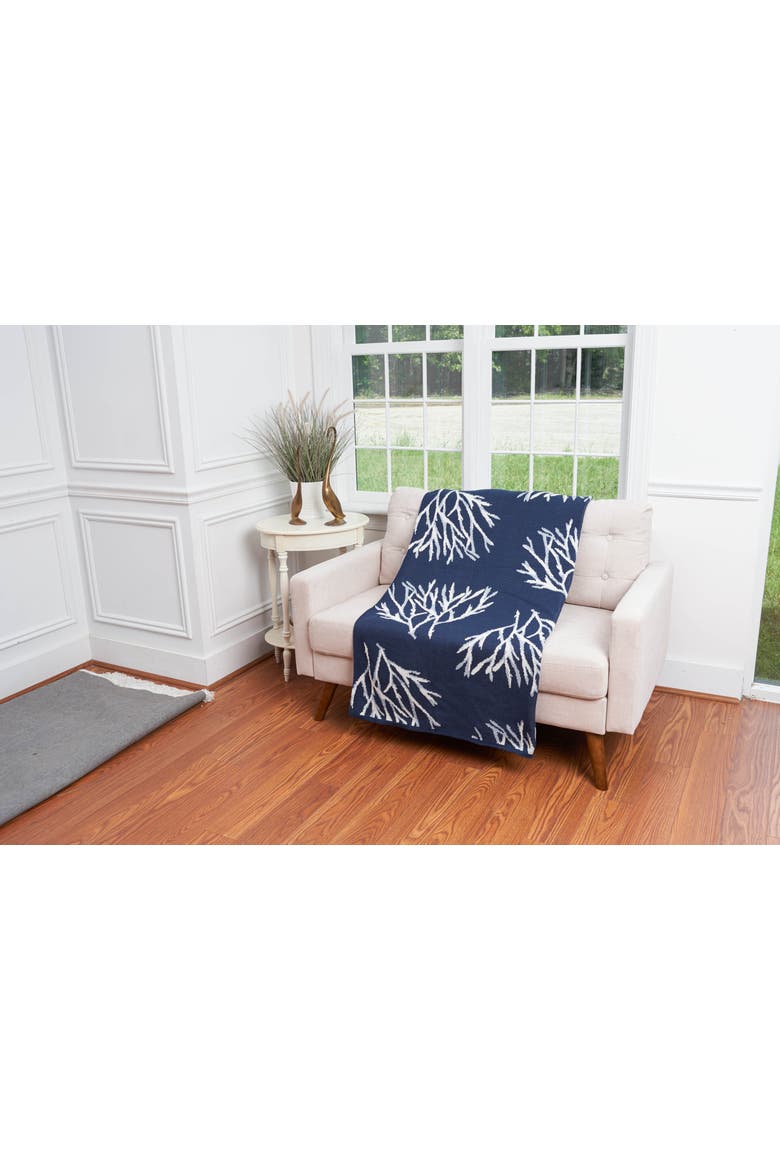 Coral Pattern Knit Throw Blanket, Alternate, color, Blue