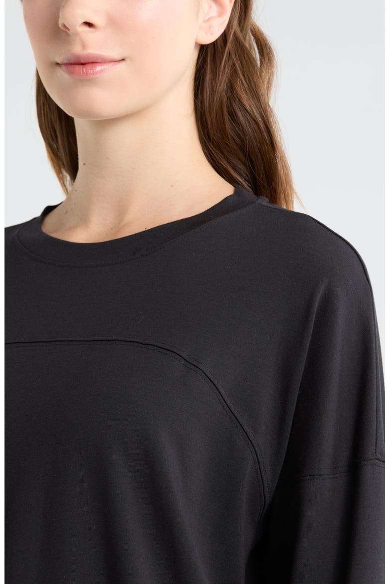 Sueded High-Low Long Sleeve T-Shirt, Alternate, color, BLACK