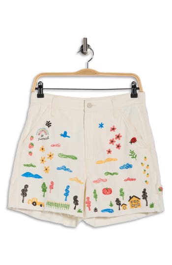 Mother The Stud Finder Cutoff Denim Shorts In Gold