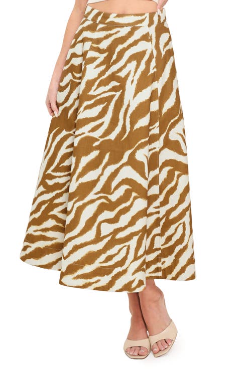 Zebra Stripe Stretch Cotton Twill Skirt