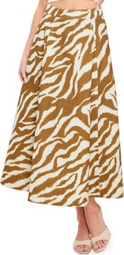 FLYING TOMATO Zebra Stripe Stretch Cotton Twill Skirt