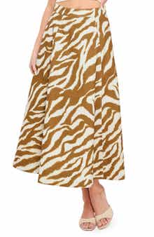 Zebra Stripe Stretch Cotton Twill Skirt