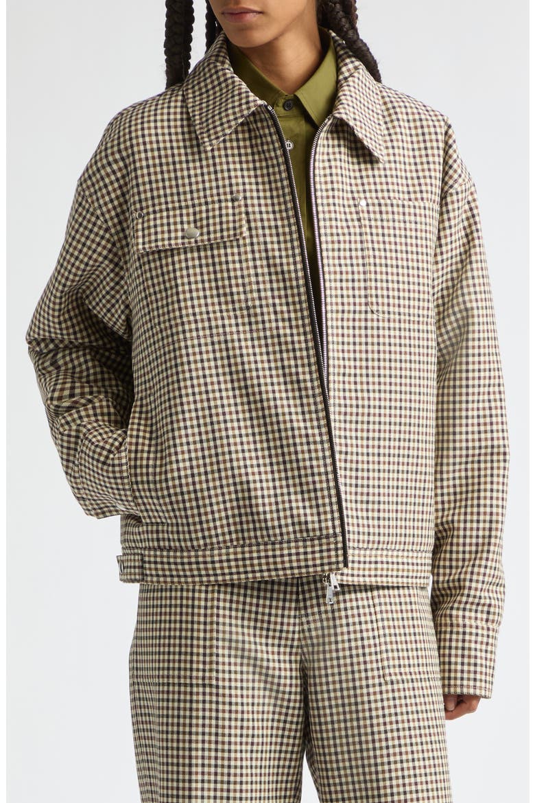 Check Wool Blend Jacket, Alternate, color, BLACK/ CREAM CHECK