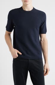 Emporio Armani Short Sleeve Basket Stitch Sweater