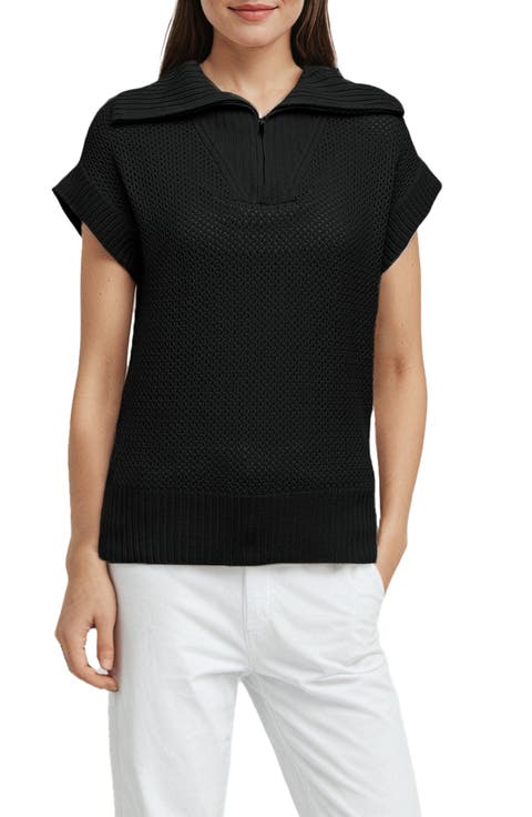 Kim Dolman Sleeve Quarter Zip Sweater