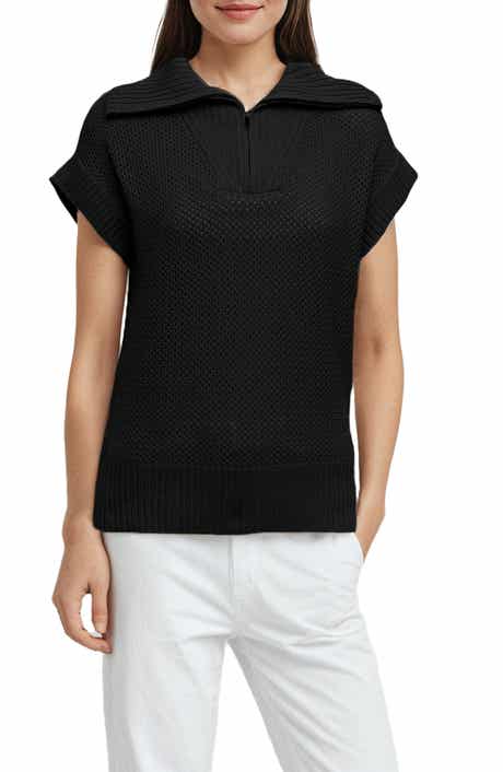 Three Dots Kim Dolman Sleeve Quarter Zip Sweater