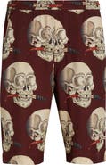 ENDLESS JOY Skull Print Crepe Shorts