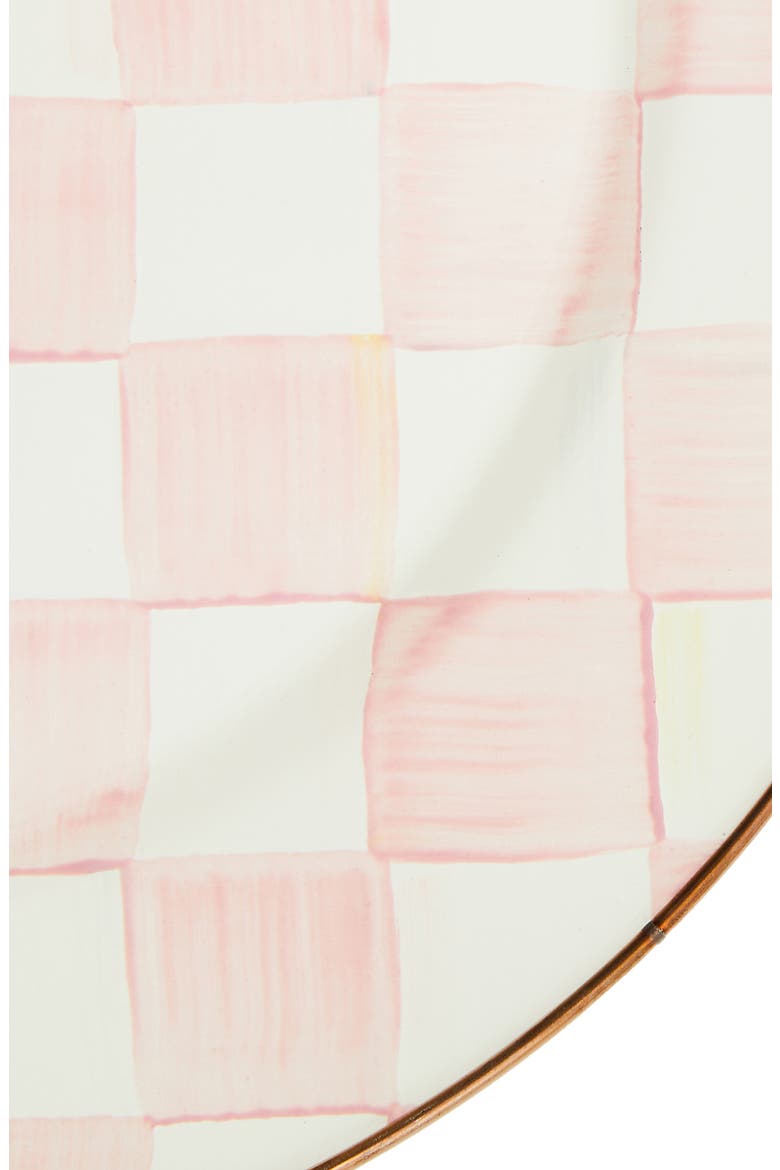 Rosy Check Enameled Steel Serving Platter, Alternate, color, PINK/ WHITE