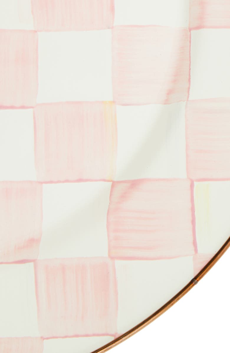 MACKENZIE CHILDS Rosy Check Enameled Steel Serving Platter, Alternate, color, Pink/ White