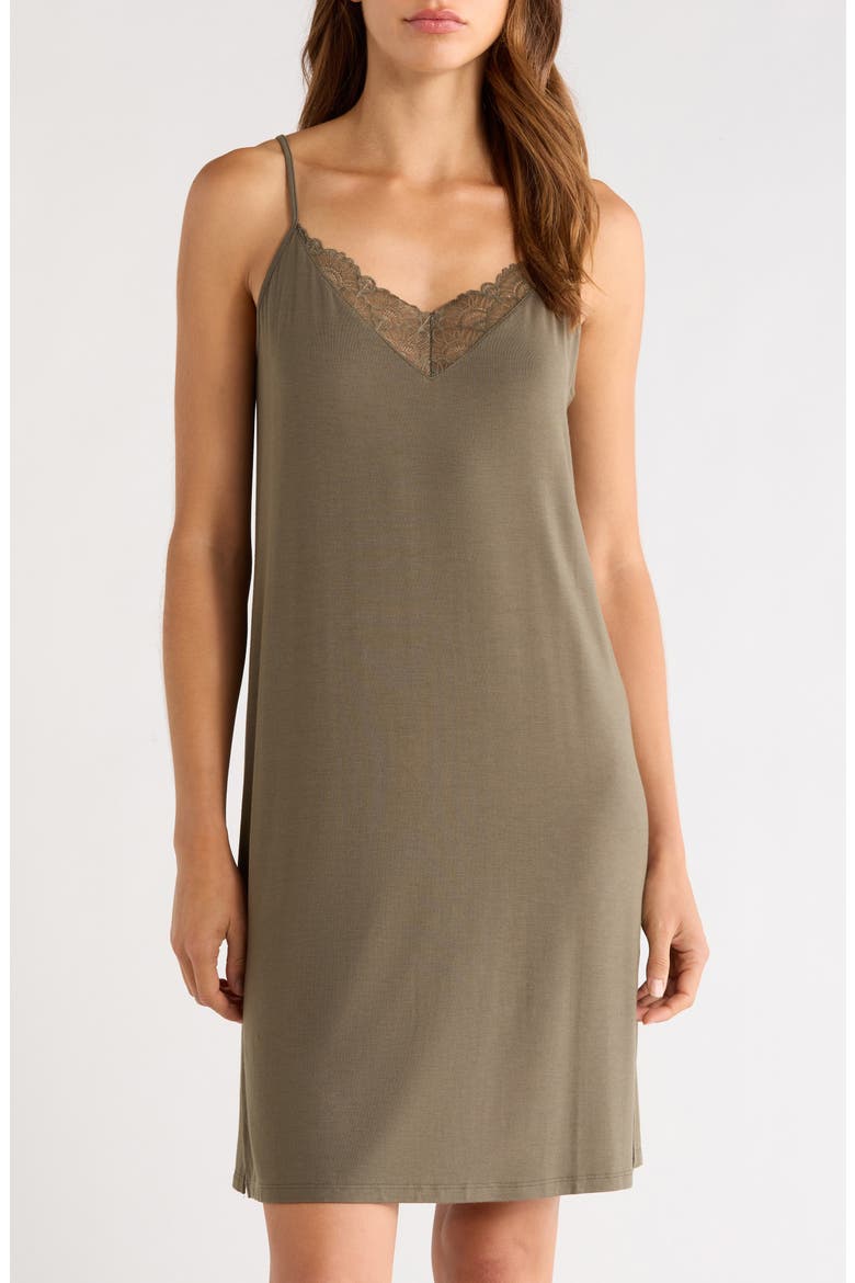 Moonlight Eco Lace Tim Chemise, Main, color, OLIVE SARMA