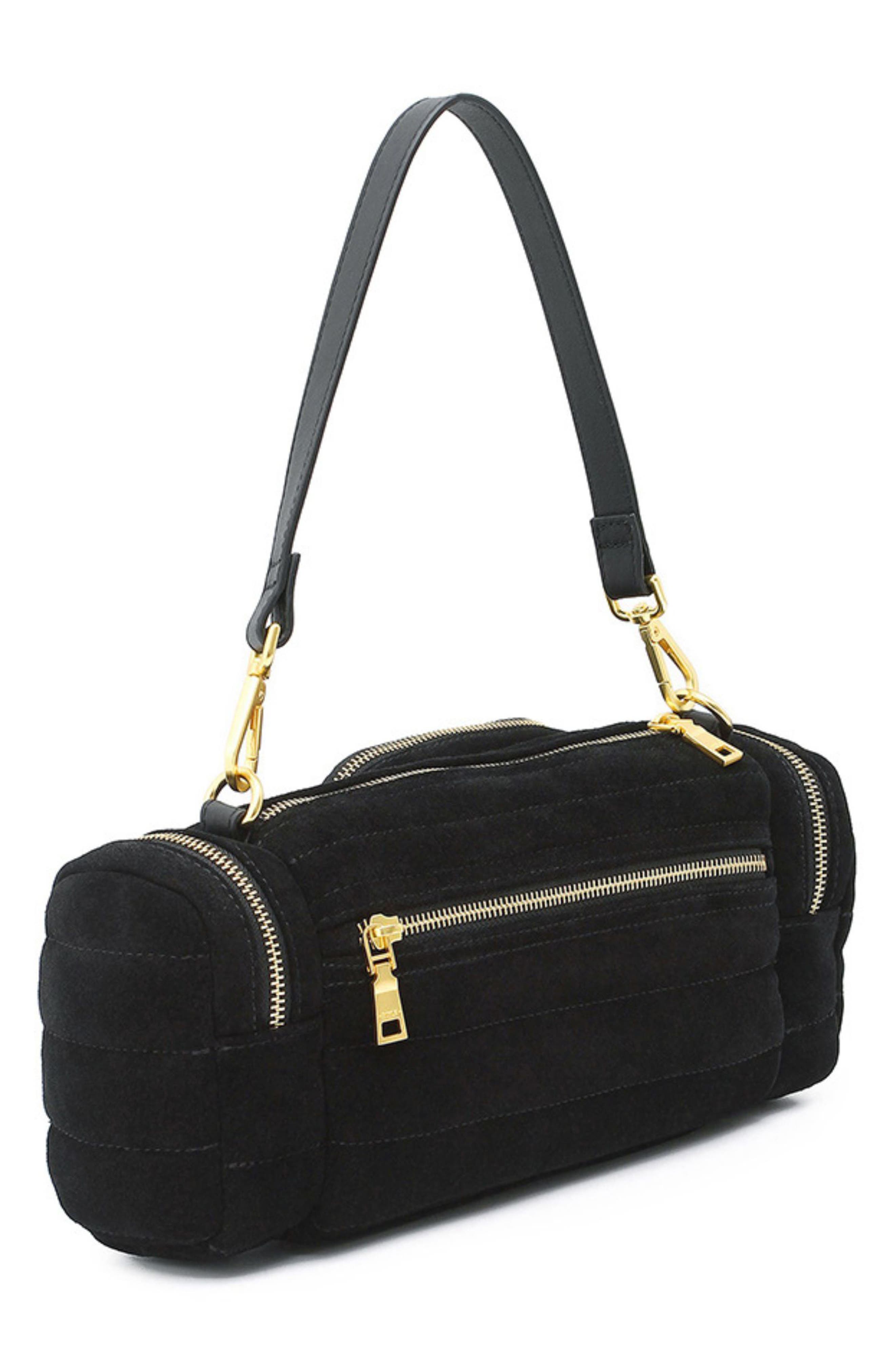 Lady Cargo Suede Crossbody Bag, Alternate, color, BLACK SUEDE