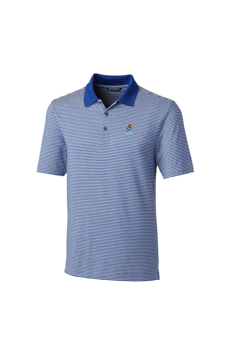 Cutter & Buck Men's Cutter & Buck  Royal Kansas Jayhawks Alumni Logo Forge Tonal Stripe Stretch Polo, Alternate, color, 